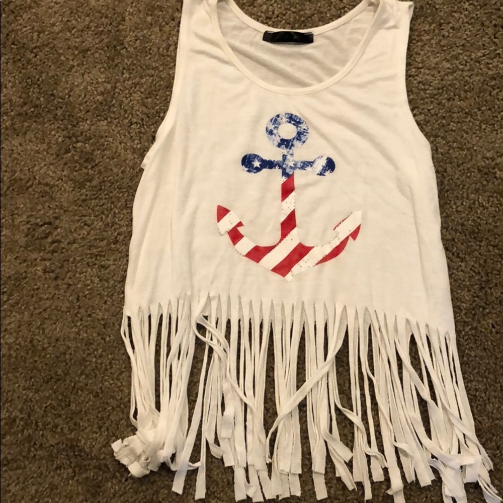 Red white and blue anchor tank top